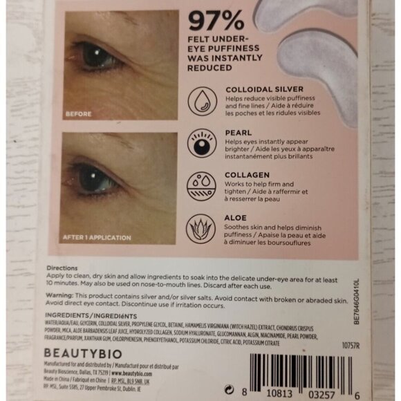 Beautybio Bright Eyes Depuffing and Brightening eye Gels 3 Pairs Box New - Picture 4 of 5